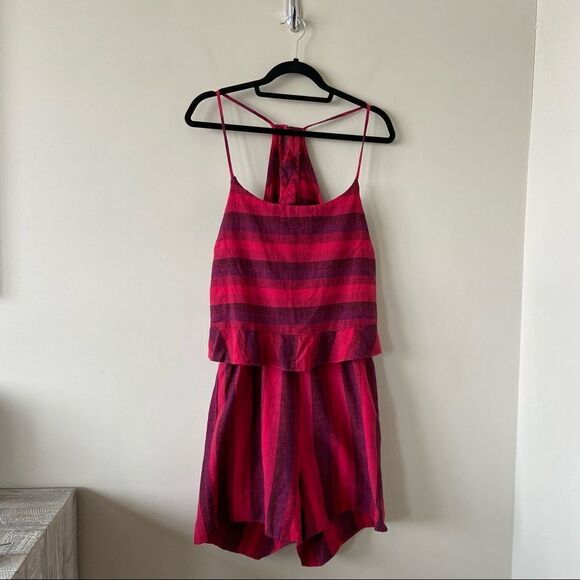 Anthropologie Red and Purple Striped Jumpsuit - Picture 2 of 11